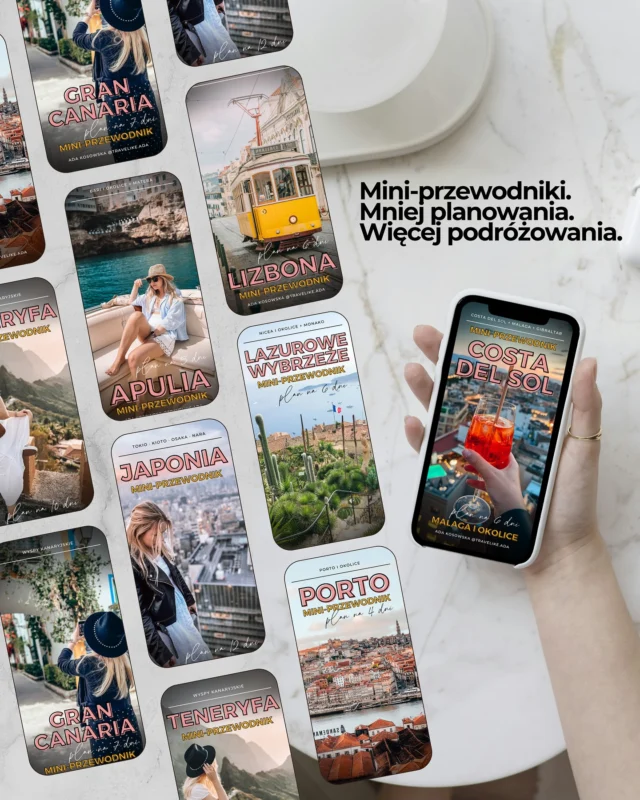 JUŻ SĄ!!! 🎉🫢 Mini-przewodniki, czyli... mniej planowania, więcej podróżowania! ✨
📖 Nie każdy ma czas czytać 300 stron ebooka przed kilkudniowym wyjazdem. 💸 Nie każdy chce wydawać ponad 100 zł zanim jeszcze wsiądzie do samolotu. Ale każdy chce dobrze zjeść, nie przepłacić i zobaczyć najpiękniejsze miejsca – bez marnowania czasu i bez turystycznych pułapek 😉.  
Dlatego stworzyłam mini-przewodniki na telefon dla kilku regionów i miast, do których chętnie wracamy i zwiedziliśmy wzdłuż i wszerz (no może z wyjątkiem Japonii, ale akurat o taki plan podróży miałam prośby z Waszej strony! 🇯🇵)

Co znajdziecie w środku? 🗺️
 🌿 Opisy najciekawszych atrakcji, miasteczek i plaż ✈️ Gotowy i dopracowany plan podróży na 4–12 dni (w zależności od kierunku) 🍕 Gdzie zjeść? Polecane restauracje i knajpki w różnych budżetach 💡 Propozycje wyjątkowych noclegów 🫶 Moje sprawdzone tipy, które oszczędzają czas i pieniądze 🚗 Praktyczne wskazówki: transport, bilety, trasy 📌 Interaktywna mapka z pinezkami (atrakcje, plaże, jedzenie, miasteczka) 
A to wszystko... w cenie niższej niż pizza – jeśli zapiszesz się do newslettera! 🍕 
To przewodniki, które zwracają się już pierwszego dnia podróży - dzięki jednej dobrej decyzji, wskazówce lub tańszym biletom. Wszystko, co warto wiedzieć – zebrane w jednym miejscu.
 A teraz największe zaskoczenie… przewodniki na telefon zaczęłam tworzyć już 3 lata temu, w 2023 🫶. Ciągle odwiedzaliśmy nowe kierunki, więc od 3 lat powolutku zbierałam materiały i wiedziałam, że wyjdzie z tego fantastyczna seria! W końcu w 2025 postawiliśmy sklep travelike.me, więc nadszedł dobry moment, żeby ujrzały światło dzienne. Premiera pierwszego z nich już w czerwcu - jak myślicie, który to będzie? 😉😁

✨ Costa Del Sol
✨ Apulia
✨ Lazurowe Wybrzeże
✨ Japonia
✨ Lizbona
✨ Teneryfa
✨ Gran Canaria
✨ a może Porto?

Na który z nich czekacie najbardziej? 👀 Może pomoże mi to ustalić kolejność w jakiej będziemy je wypuszczać ♥️ 
📩 Zapisz się do newslettera, żeby zgarnąć je w najniższej cenie i dowiedzieć się o premierze!  👇 Link w bio w profilu!

· marka własna #podroz #podróże #apulia #włochy #costadelsol #hiszpania #malaga #nicea #lazurowewybrzeże #japonia #teneryfa